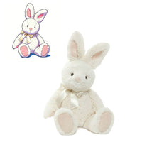 Cute Cream Bunny Plush Toy Soft Stuffed Rabbit with Satin Bow for Kids Baby Shower Gift