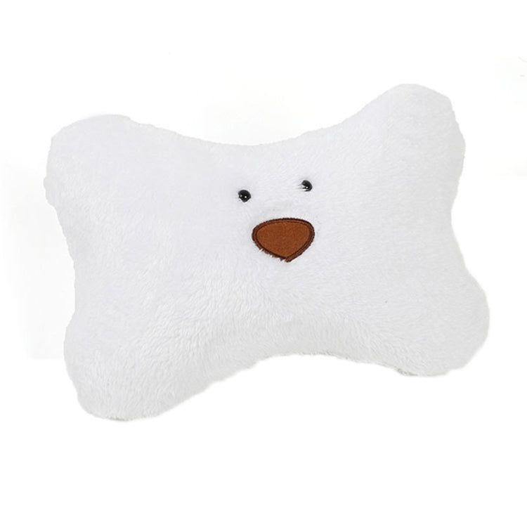 Cute White Bone Shaped Plush Dog Pillow Soft Neck Support Cushion for Car Home