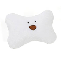 Cute White Bone Shaped Plush Dog Pillow Soft Neck Support Cushion for Car Home