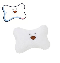 Cute White Bone Shaped Plush Dog Pillow Soft Neck Support Cushion for Car Home