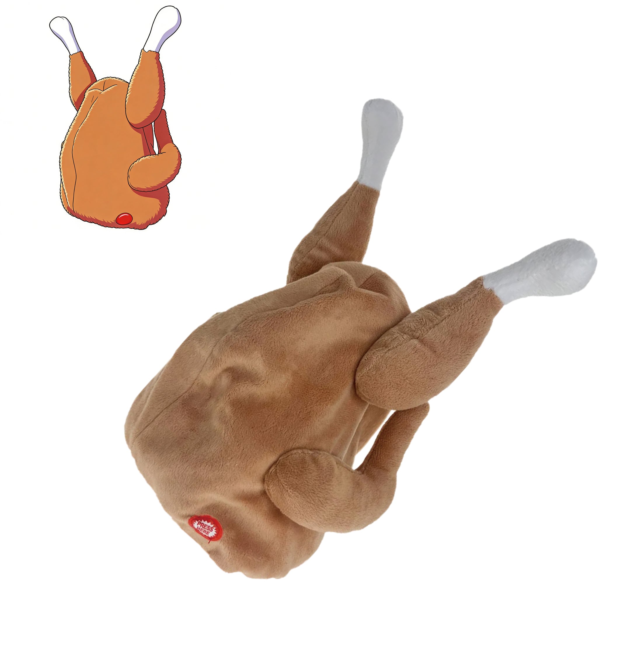 Animated Roasted Turkey Plush Hat with Sound