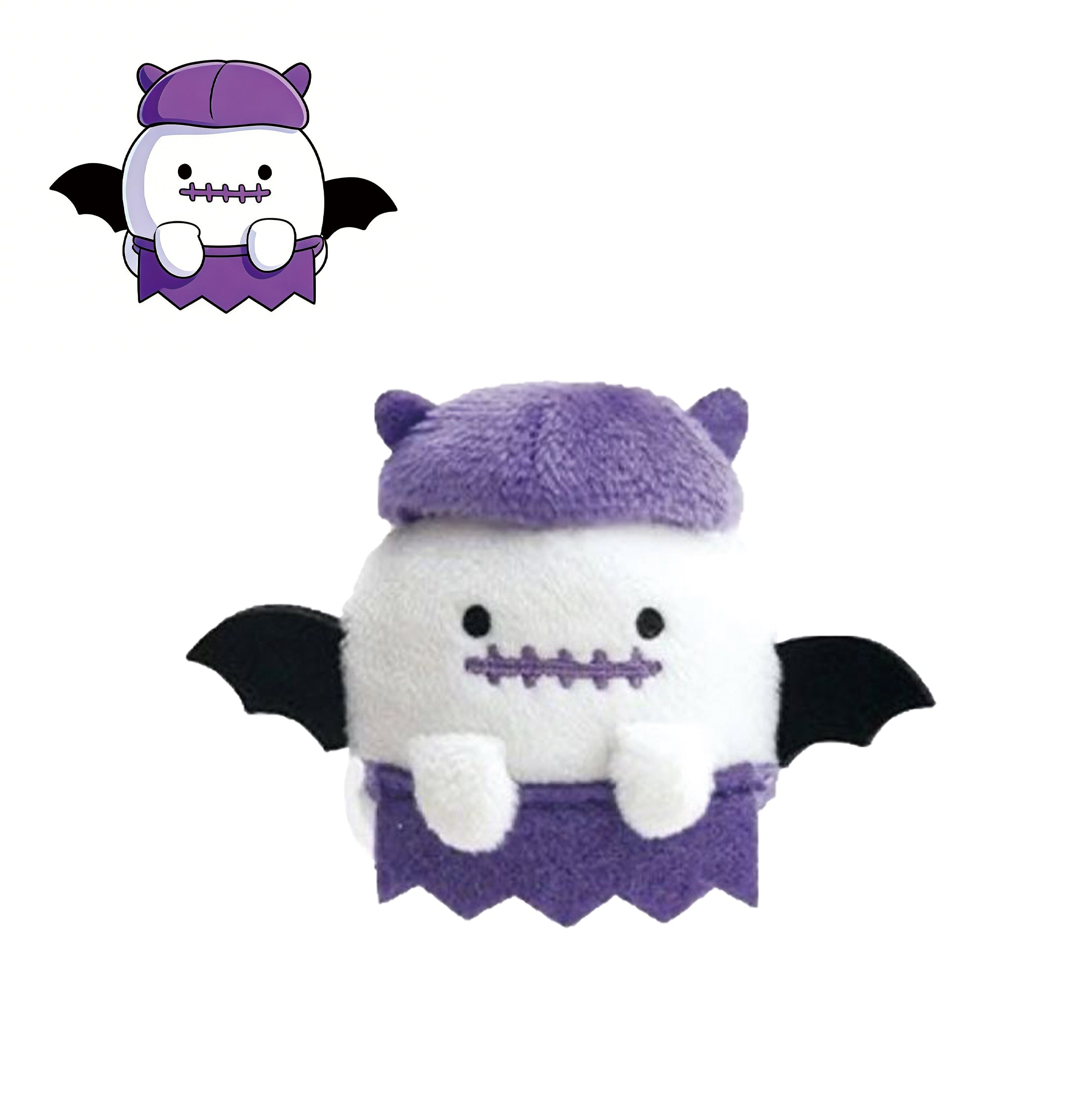 Cute Bat Wing Ghost Plush Toy Soft Stuffed Halloween Plushie Kawaii Gift
