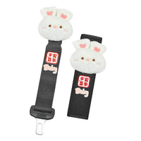 Cute Bunny Car Seat Belt Covers Soft Plush Safety Strap Pads with "Ping An Xi Le" Print