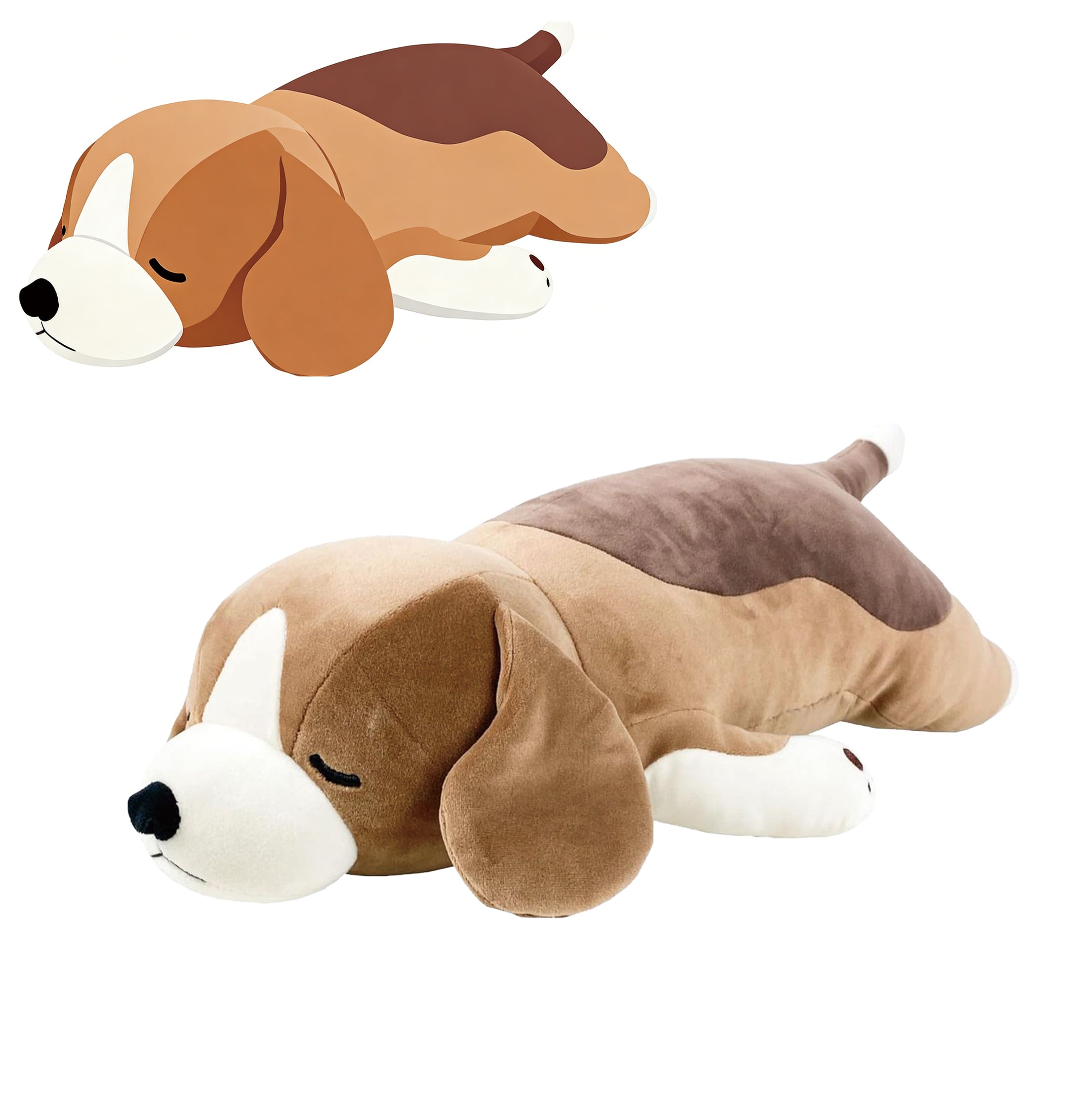Lifelike Sleeping Beagle Dog Plush Body Pillow Soft Stuffed Animal Hugging Pillow