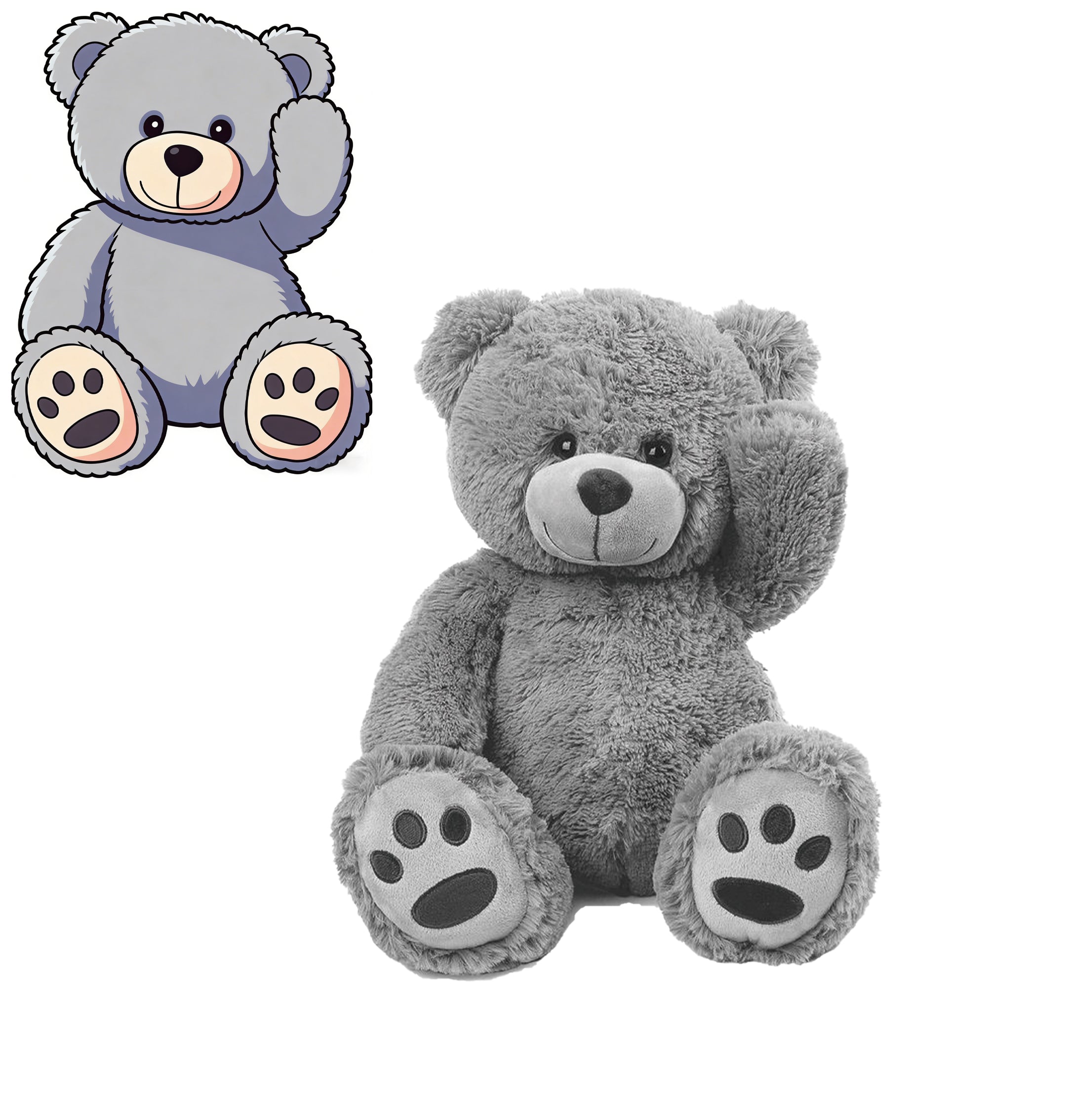 Large Grey Teddy Bear Plush Toy Soft Stuffed Animal Giant Cuddly Bear Gift