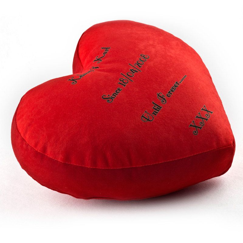 Custom Red Heart Plush Pillow Personalized Embroidered Cushion Romantic Gift