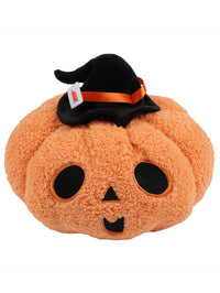 Cute Halloween Pumpkin Plush Pillow Soft Jack-o-Lantern Cushion with Witch Hat